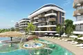 Wohnkomplex Residential complex with views of the Mediterranean Sea, the Toros Mountains and the ancient fortress of Alanya, Kestel, Turkey