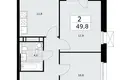 2 room apartment 50 m² Moscow, Russia