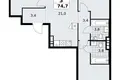 3 room apartment 75 m² poselenie Sosenskoe, Russia