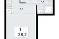 1 room apartment 28 m² Troitsk, Russia
