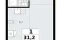 Apartamento 1 habitación 31 m² Kommunarka, Rusia