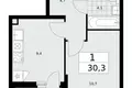 Wohnung 1 Zimmer 30 m² Moskau, Russland