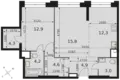 Mieszkanie 3 pokoi 62 m² North-Western Administrative Okrug, Rosja