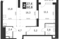 Mieszkanie 2 pokoi 61 m² Konkovo District, Rosja