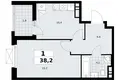 1 room apartment 38 m² poselenie Sosenskoe, Russia