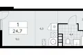 Квартира 1 комната 25 м² Москва, Россия