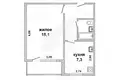 1 room apartment 32 m² Muchaviecki sielski Saviet, Belarus