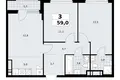 3 room apartment 59 m² poselenie Sosenskoe, Russia