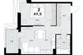 2 room apartment 48 m² Kommunarka, Russia