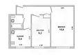 2 room apartment 42 m² Brest, Belarus