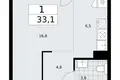 1 room apartment 33 m² Troitsk, Russia