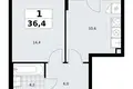 Mieszkanie 1 pokój 36 m² Troick, Rosja