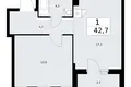 Mieszkanie 1 pokój 43 m² Troick, Rosja