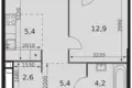 2 room apartment 47 m² Moscow, Russia