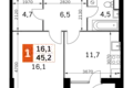 Mieszkanie 1 pokój 45 m² Moskwa, Rosja