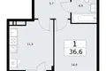 1 room apartment 37 m² Vnukovo, Russia