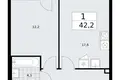 1 room apartment 42 m² Troitsk, Russia