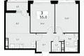 3 room apartment 55 m² Moscow, Russia