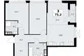 3 room apartment 75 m² South-Western Administrative Okrug, Russia