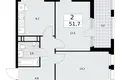 Квартира 2 комнаты 52 м² Москва, Россия