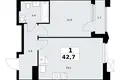 Mieszkanie 1 pokój 43 m² Troick, Rosja