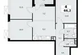 4 room apartment 66 m² Moscow, Russia