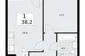 1 room apartment 38 m² Troitsk, Russia