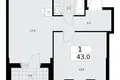 Mieszkanie 1 pokój 43 m² Troick, Rosja