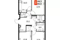 3 room apartment 83 m² North-Western Administrative Okrug, Russia