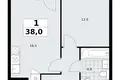 1 room apartment 38 m² Troitsk, Russia