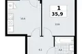 Квартира 1 комната 36 м² район Коммунарка, Россия