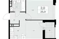 Appartement 2 chambres 36 m² poselenie Sosenskoe, Fédération de Russie