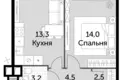 1 room apartment 38 m² North-Western Administrative Okrug, Russia