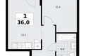 Mieszkanie 1 pokój 36 m² Troick, Rosja