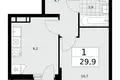Wohnung 1 Zimmer 30 m² Moskau, Russland