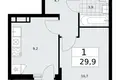 1 room apartment 30 m² Moscow, Russia