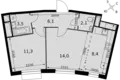 Квартира 2 комнаты 46 м² Развилка, Россия