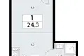 Apartamento 1 habitación 24 m² Vnukovo, Rusia