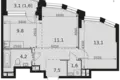 2 room apartment 49 m² Moscow, Russia