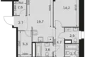 3 room apartment 87 m² Moscow, Russia
