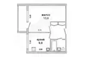 Wohnung 1 zimmer 28 m² Muchaviecki sielski Saviet, Belarus