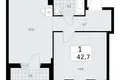 1 room apartment 43 m² Troitsk, Russia