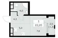 Wohnung 1 zimmer 22 m² Südwestlicher Verwaltungsbezirk, Russland