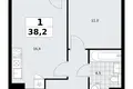 Квартира 1 комната 38 м² район Троицк, Россия