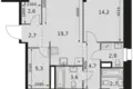 3 room apartment 87 m² Moscow, Russia