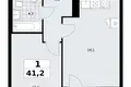 1 room apartment 41 m² Troitsk, Russia