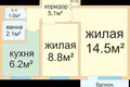 2 room apartment 38 m² Minsk, Belarus