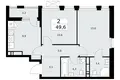 2 room apartment 50 m² poselenie Sosenskoe, Russia