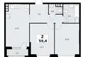 2 room apartment 59 m² South-Western Administrative Okrug, Russia