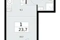 Квартира 1 комната 24 м² поселение Сосенское, Россия
